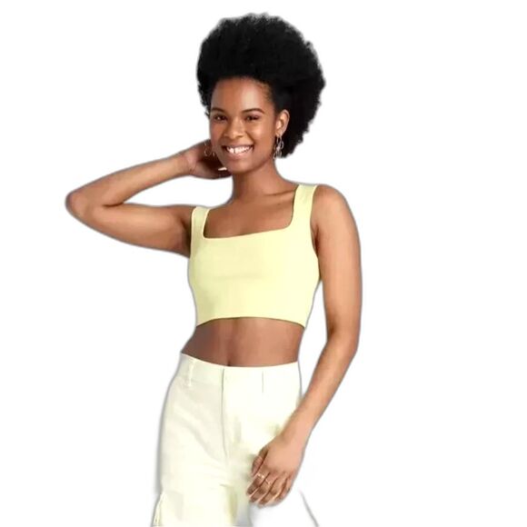 Wild Fable Woman’s White Square neck Sleeveless Crop Tank Sz M Y2K Girly fitness - Picture 7 of 7